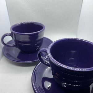 Fiestaware Teacup and saucer set (2) post 86 retired color Plum